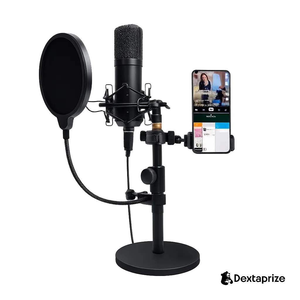 FlexiCast Pro 190B Desktop Microphone Stand Kit with Shock Mount & Phone Holder