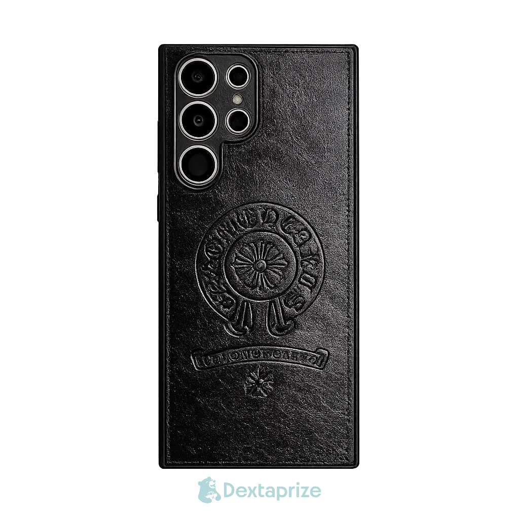 Gothic Cross Embossed Leather Phone Case for Galaxy S26 Ultra
