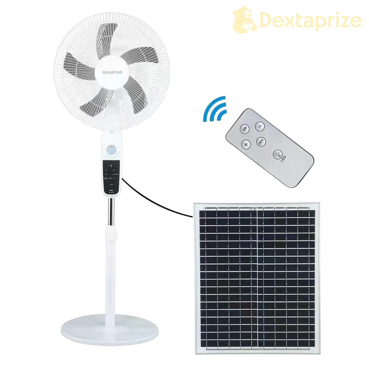 Portable Solar Powered Fan with Dual Power Supply (Solar + Electric)