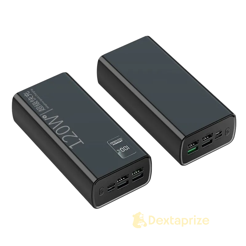 60000mAh 120W Super Fast Charging Power Bank with 4 USB Outputs & PD Support